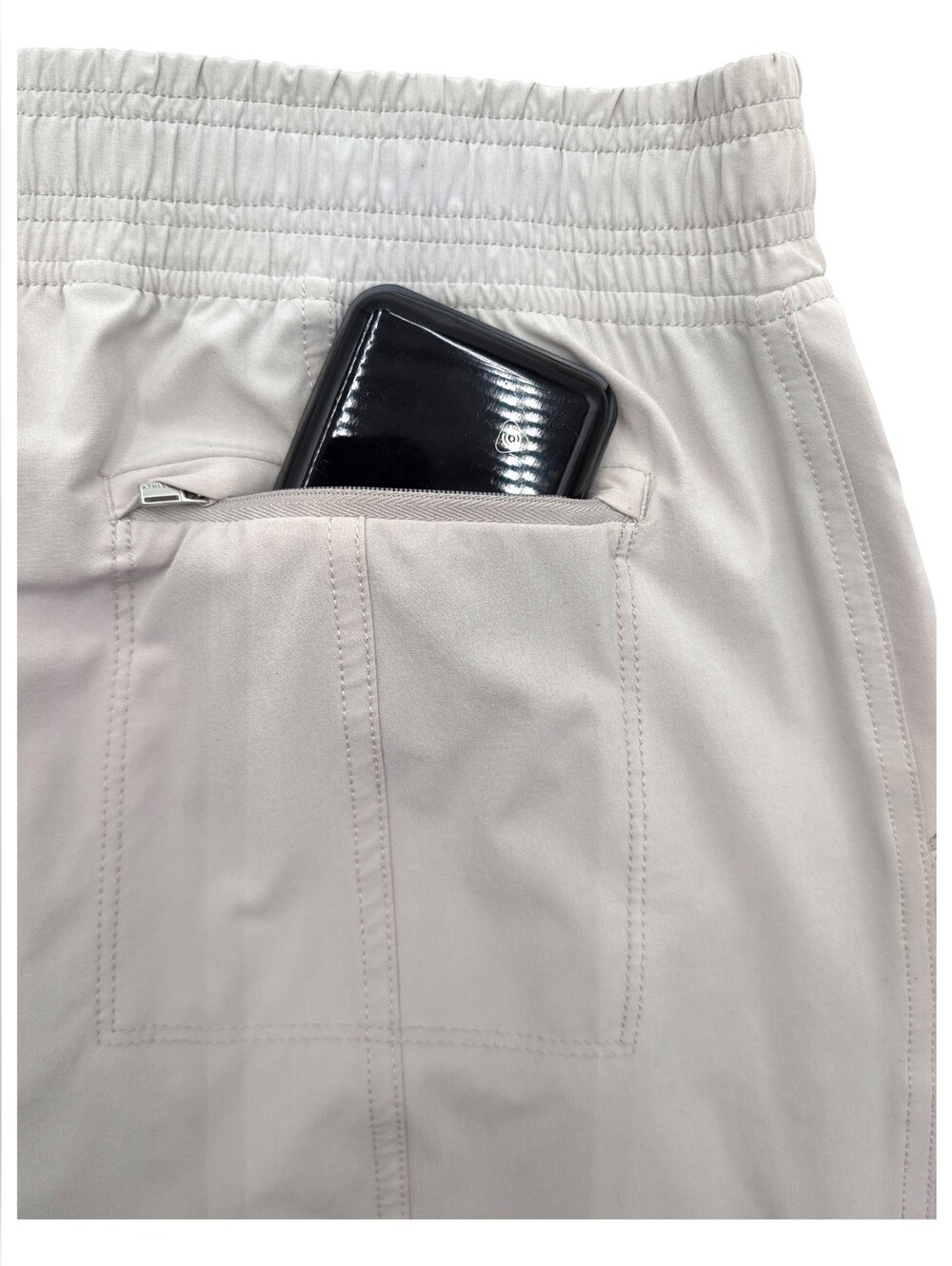 Athleta "Chelsea" Sz 8 Taupe/Stone Super Soft Fabric Flowy Wide Leg Zip Pockets - Picture 9 of 16
